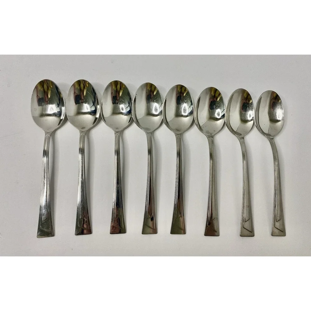 Oneida Ledges Set of 8 Soup Spoons USA Stainless Flatware